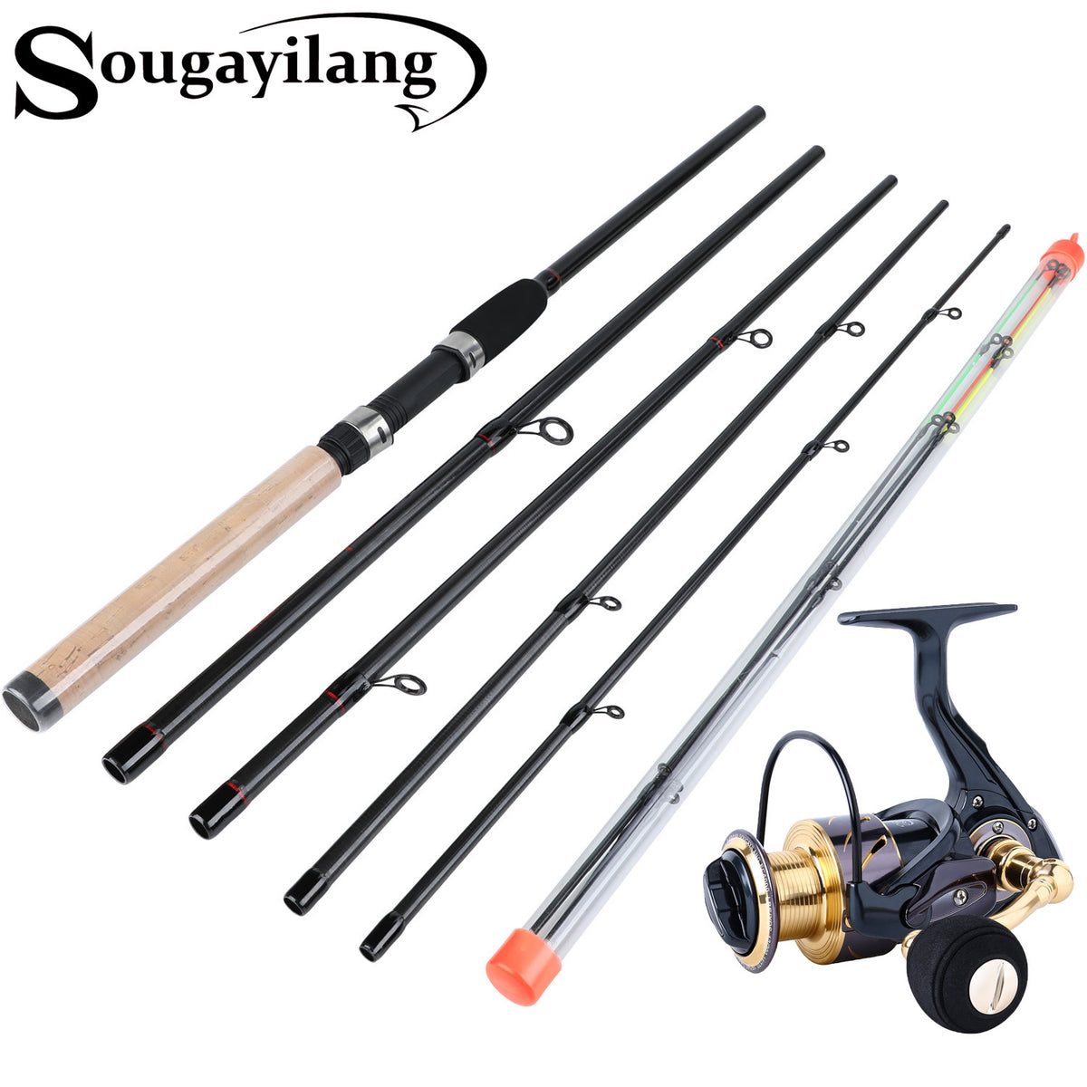 Sougayilang 3m L M H Power Spinning Fishing Rods Feeder Rod and 3000 Series  Spinning Fishing Reel Fishing Line Full Kit Pesca