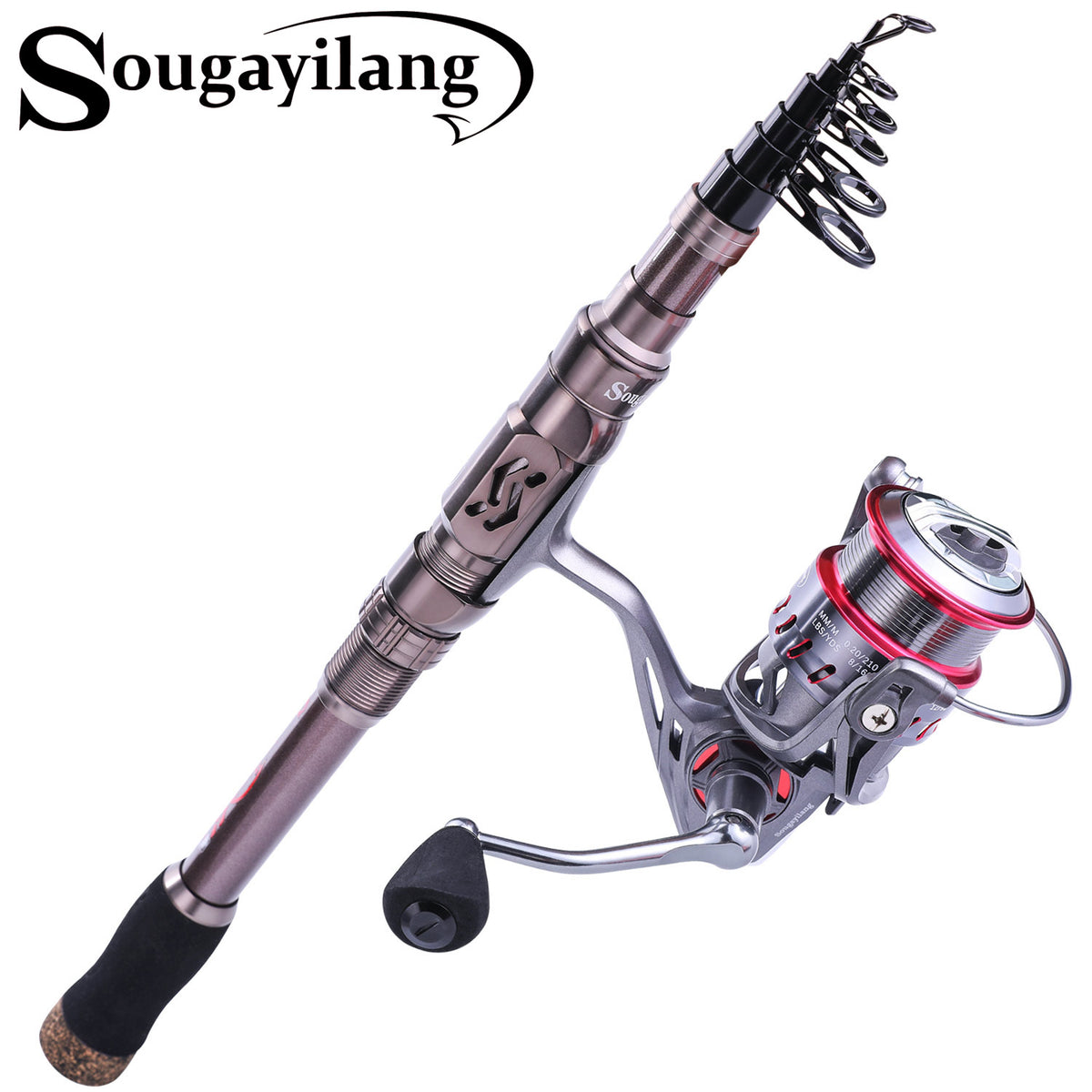 Sougayilang Fishing Rod Reel Combos,24Ton Carbon Fibre,Portable Telescopic  Fishing Pole Spinning reels for Travel Saltwater Freshwater Fishing