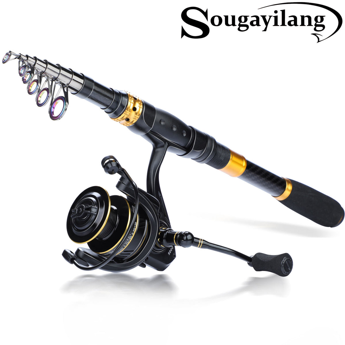 Cheap Sougayilang 1.8-3.0M Fishing Rod Reel Set Telescopic Fishing Rod  Spinning Reel Fishing Baits Hooks Line Pole