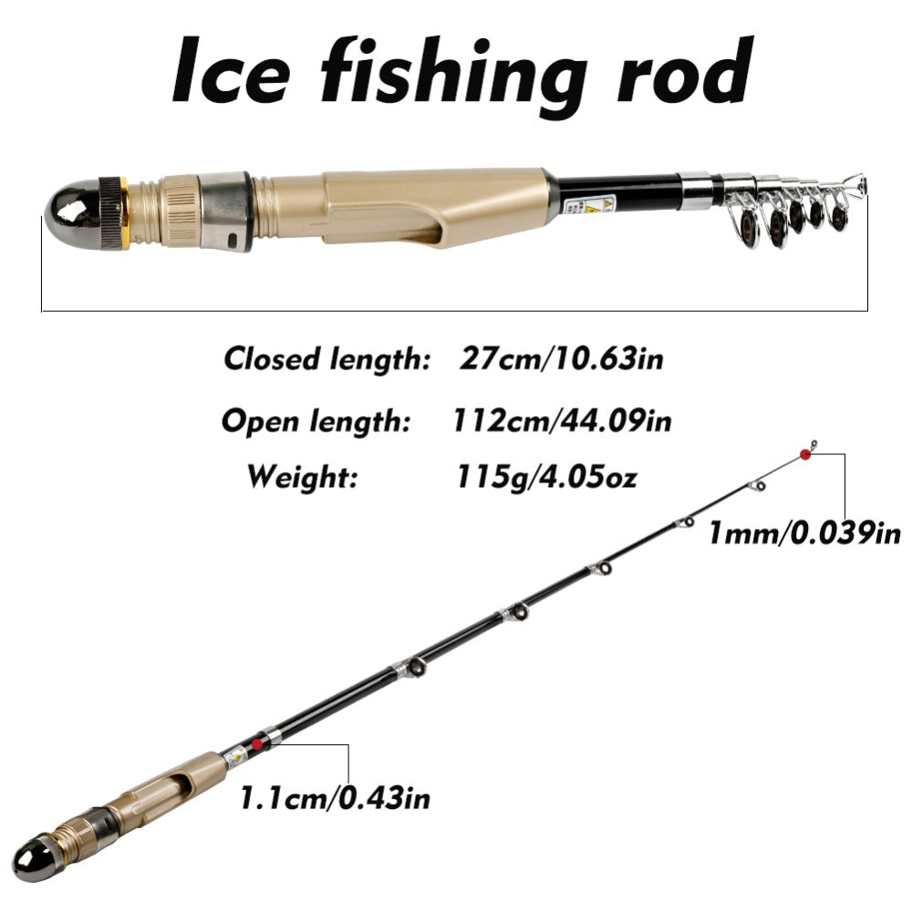 YIWULA Outdoor Ice Fishing Rods Winter Mini Portable Fishing Rods