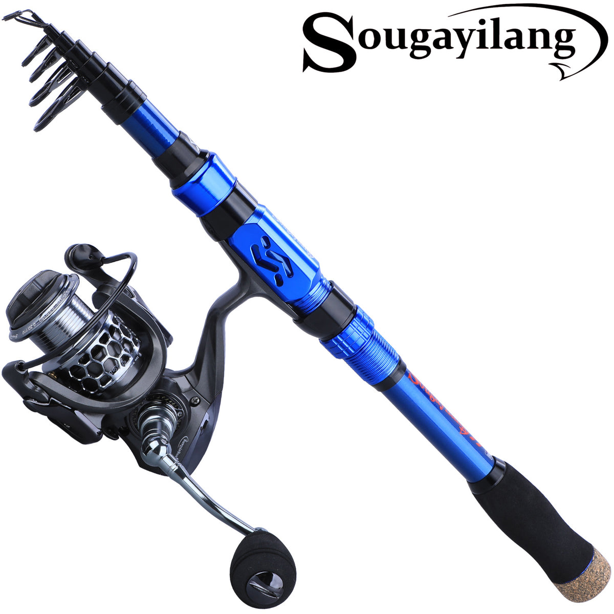 Sougayilang Top Quality 1.8M-3.0M Fishing Rod Reel Combo Carbon Fiber  Telescopic Fishing Pole and 13+1BB 5.5:1 Spinning Reel Set