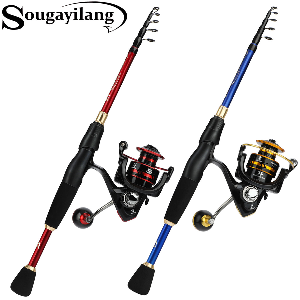 Sougayilang Telescopic Portable Fishing Rod 12+1 BB Fishing Reel Set