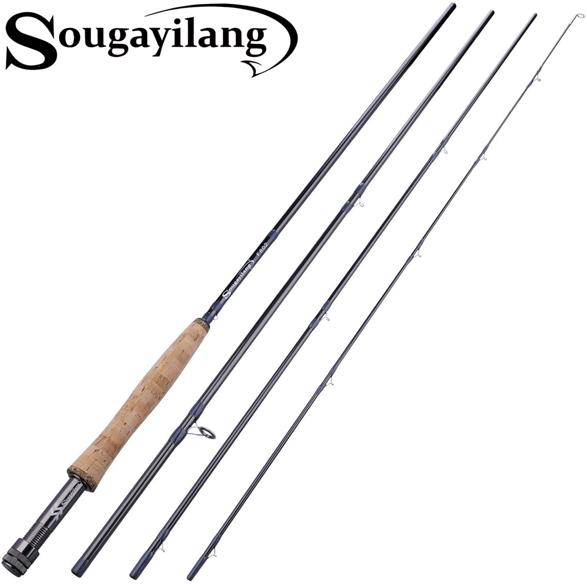 Sougayilang Fly Fishing Rod, Lightweight Ultra-Portable 4-Piece Graph