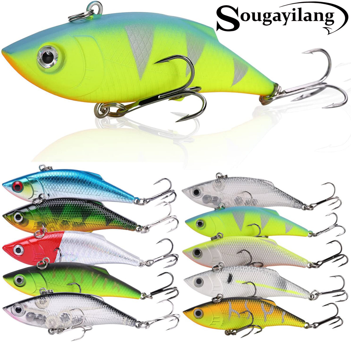 Sougayilang Bass Fishing Lures Kit Set Topwater Hard Baits Minnow Crankbait  Pencil VIB Swimbait for Bass-Type 3