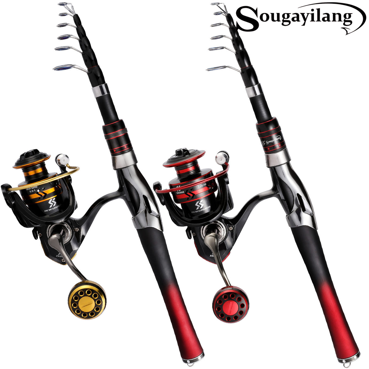 Sougayilang 1.6M Telescopic Portable Spinning Fishing Rod and Fishing