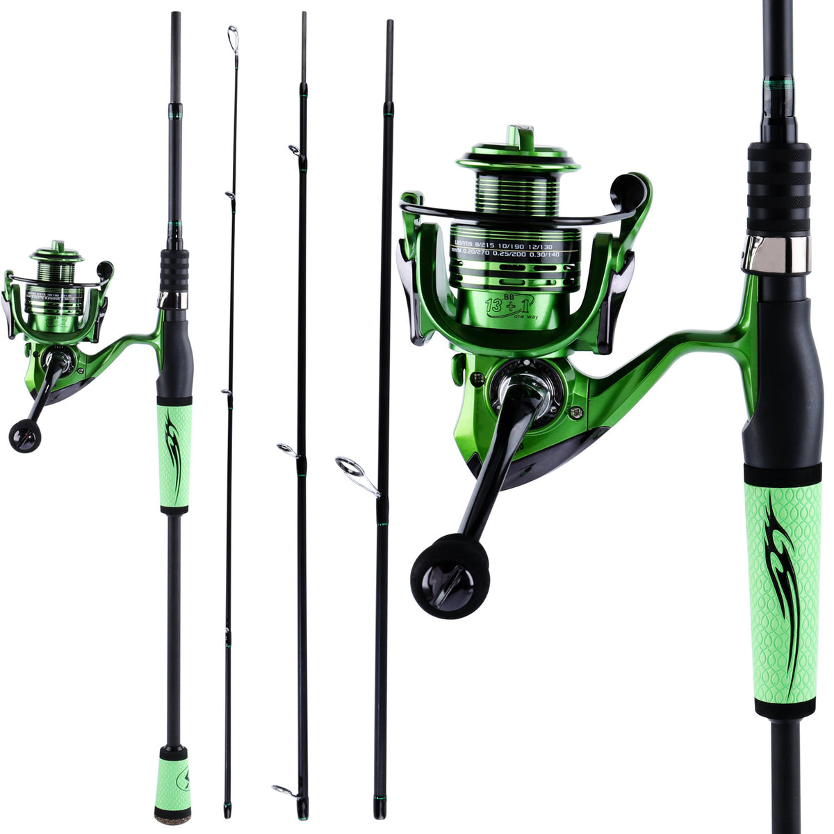 Sougayilang 2.1-2.4M Carbon Spinning Fishing Rod and Reel Combo 4 Sections  Portable Lure Rod with 13+1BB Spinning Fishing Reel