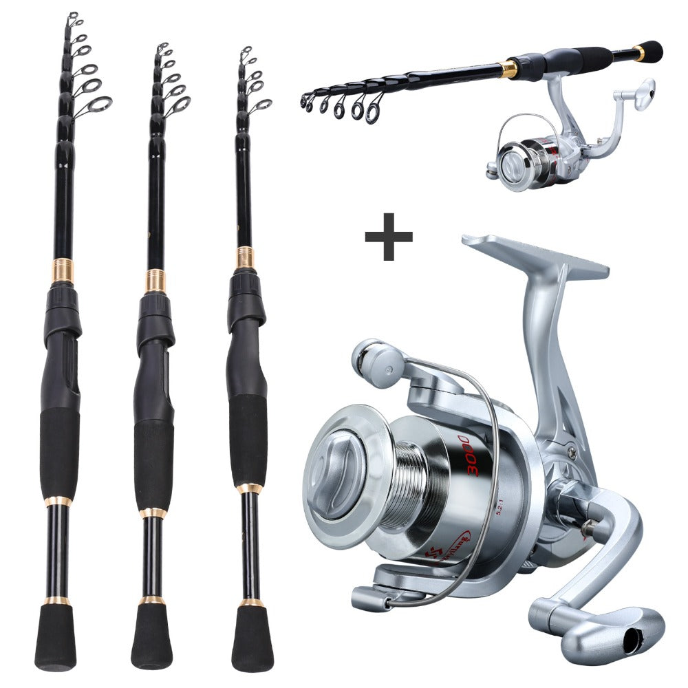 Sougayilang 1.8-2.4m Telescopic Fishing Rod and Spinning Reel with Fi