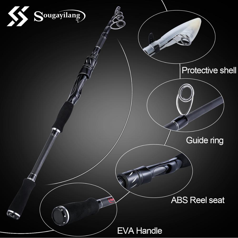 Sougayilang 1.8-2.1m Telescopic Carbon Fiber Casting Spinning Fishing Rod  EVA Handle Portable Travel Fishing Pole Fishing Tackle