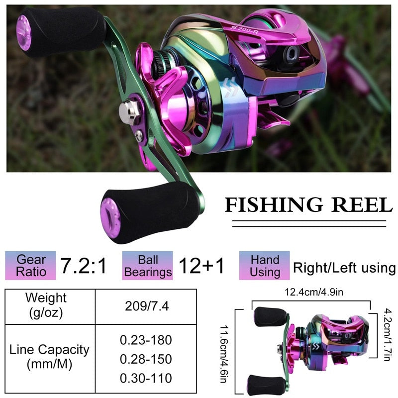 Sougayilang 12 +1BB Baitcasting Reels 7.2:1 High Speed Casting Reel  Aluminum Spool with Magnetic Brake for Saltwater Freshwater
