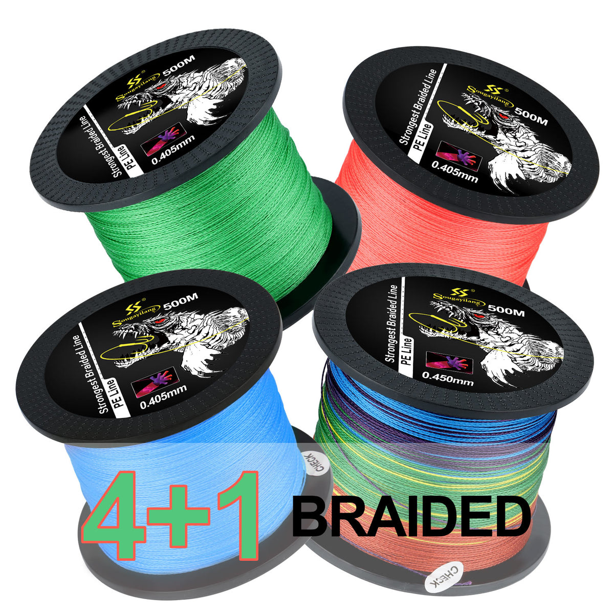 Sougayilang 150M 500M Multicolour PE Braided Fishing Line 4 Strands  Multifilament Japanese Fishing Line for Freshwater Saltwater
