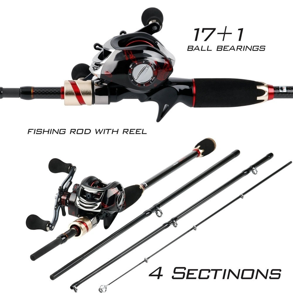 Sougayilang 4 Section Carbon Fiber Casting Rod and 17+1BB 7.2:1 High