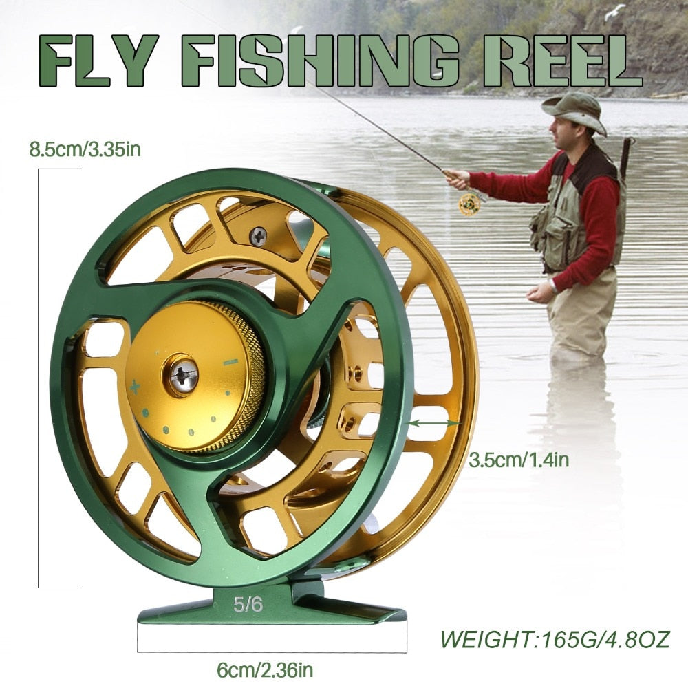 Sougayilang Aluminum Fly Fishing Reel Light Weight 5/6WT Fly Reel Large  Arbor Fly Fishing Reel Right Left-Handed Fishing Reel