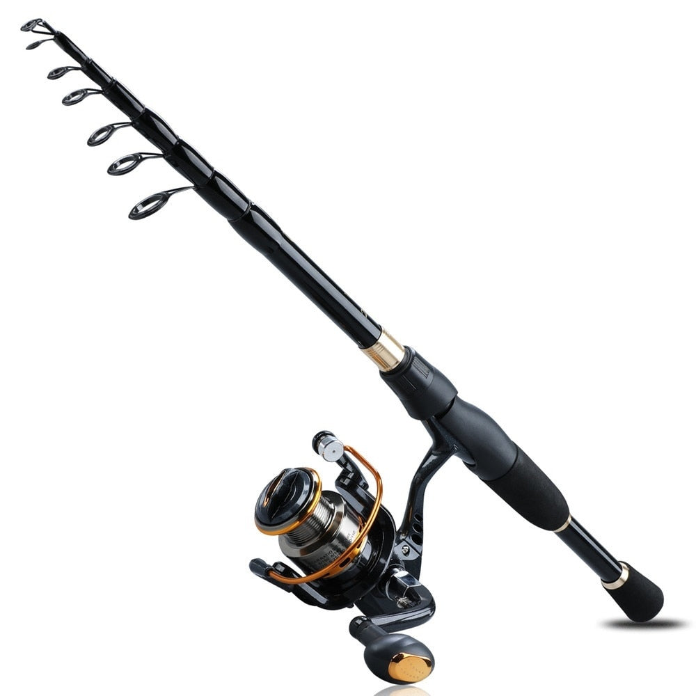 Sougayilang Fishing Full Kit with Telescopic Spinning Rod and 14BB Sp