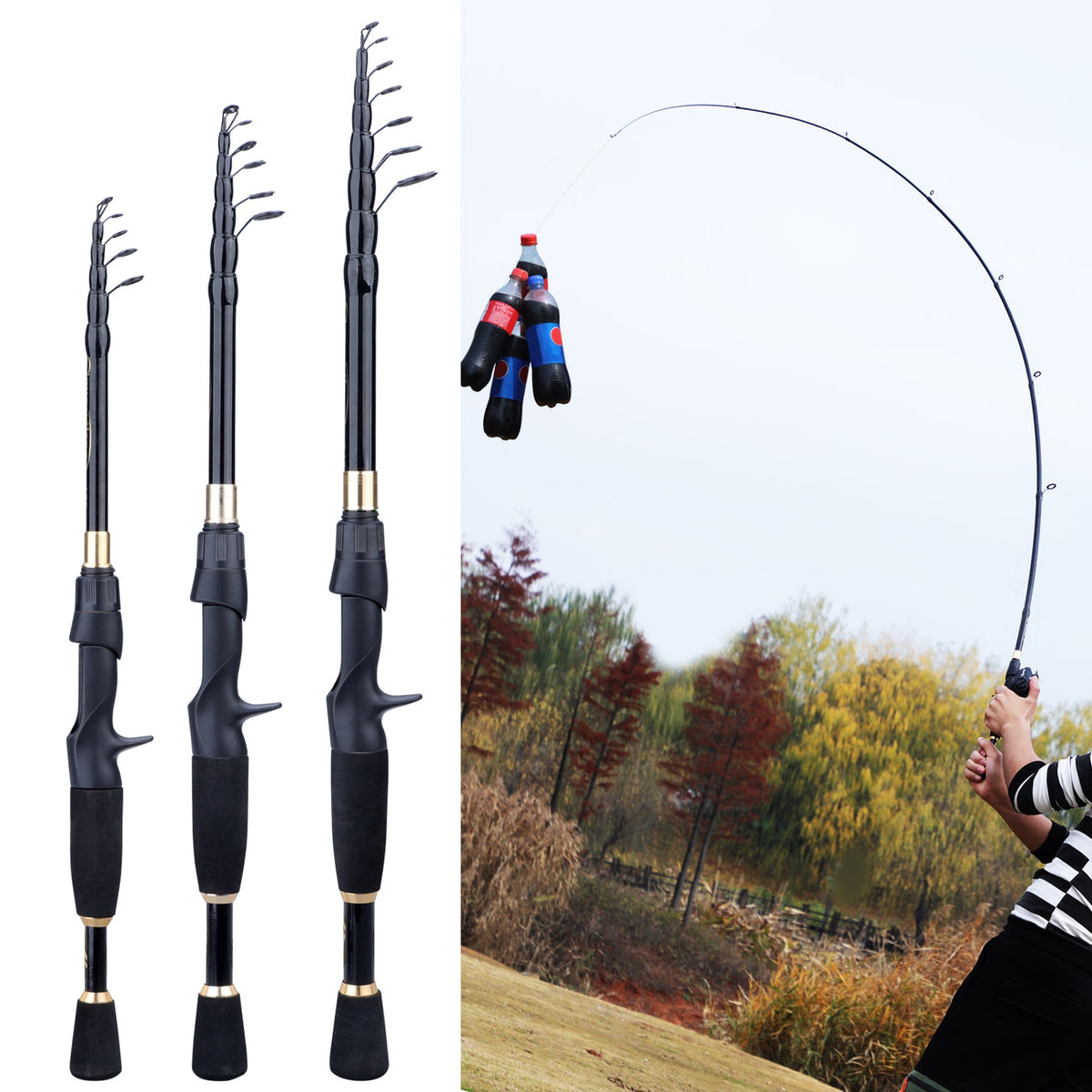 Sougayilang Telescopic Fishing Rod Ultralight Weight Spinning/Casting  Fishing Rod Carbon Fiber 1.8-2.4m Fishing Rod Tackle Pesca