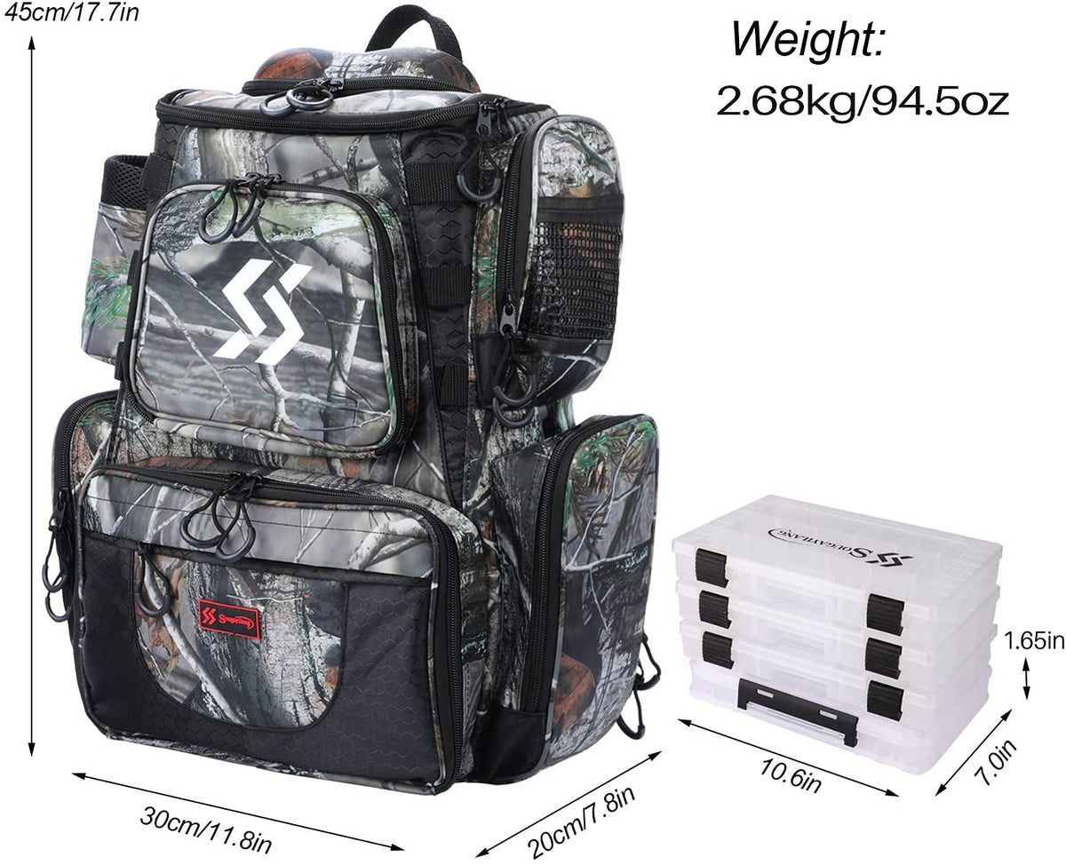 Sougayilang Fishing Tackle Backpack Waterproof Tackle Bag Storage