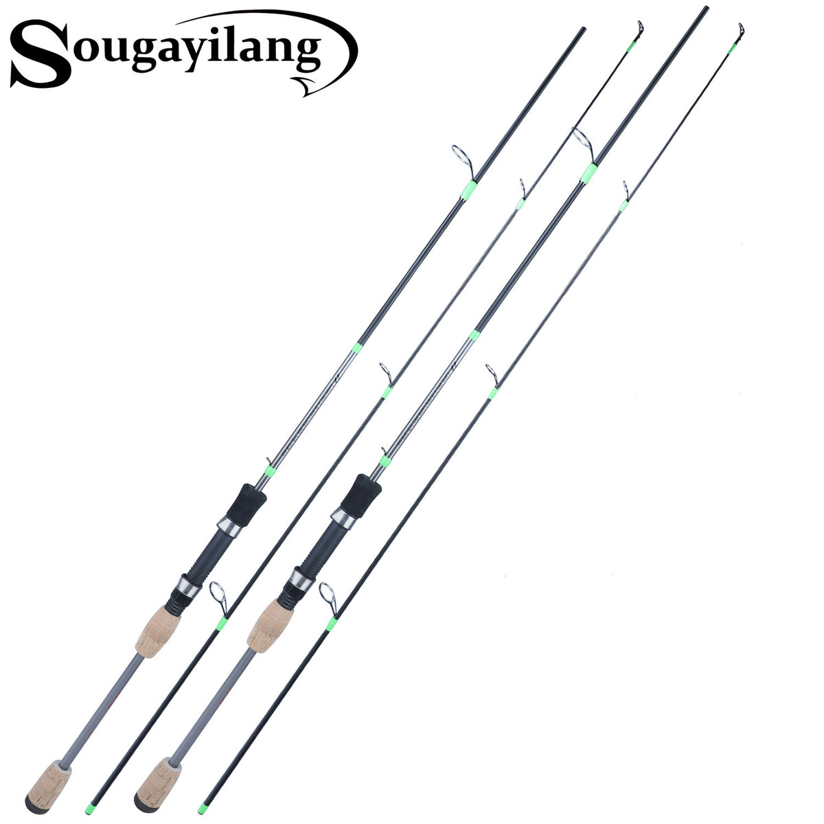 Sougayilang Fishing Rods Graphite Lightweight Ultra Light Trout Rods 2  Pieces Cork Handle Crappie Spinning Fishing Rod