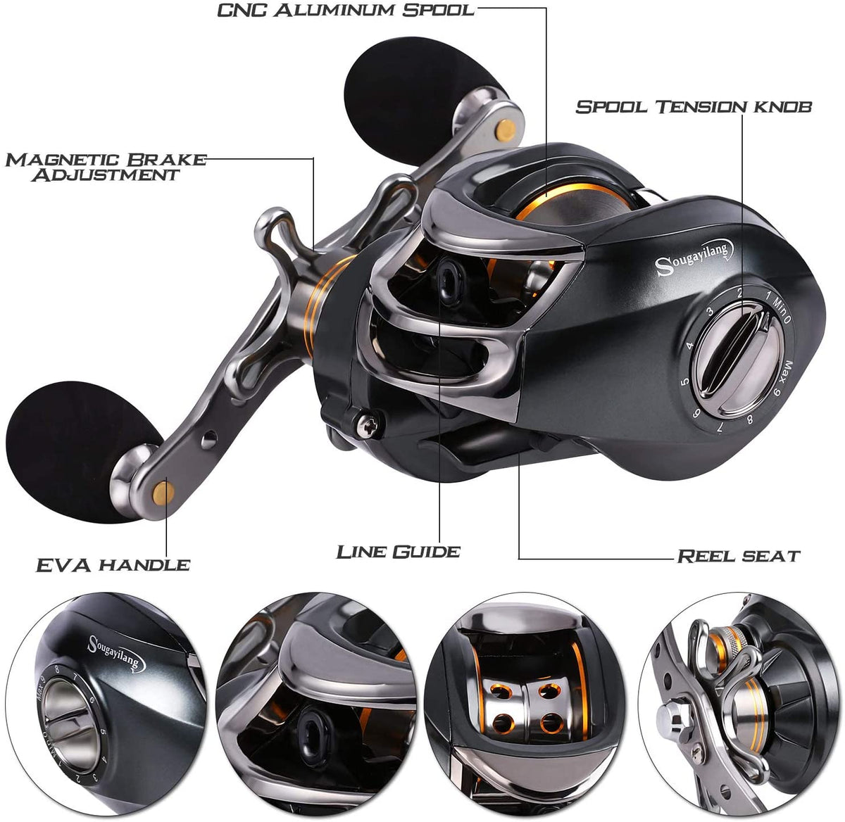 Sougayilang Fishing Reel and Rod Combos,24-Ton Carbon Fiber Fishing Poles  with Bait Casting Reel,7.0:1 Gear for Travel Freshwater : Buy Online at  Best Price in KSA - Souq is now : Sporting