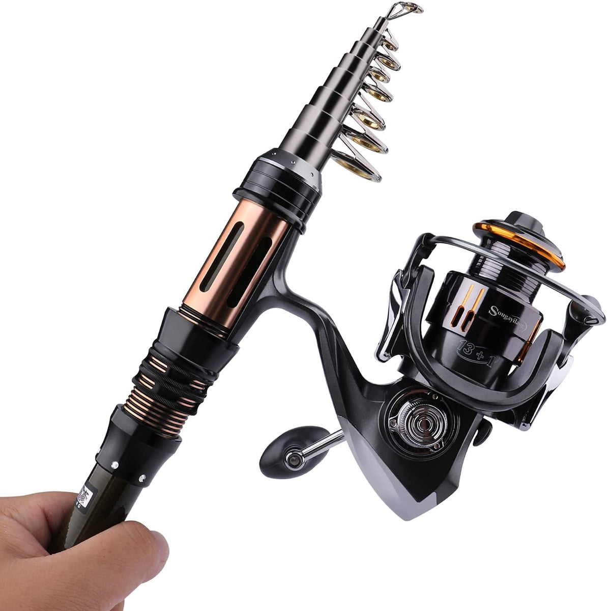 Fishing Pole Combo Set 2.1M/6.89Ft 2 Pieces Collapsible Rods Spinning Reels