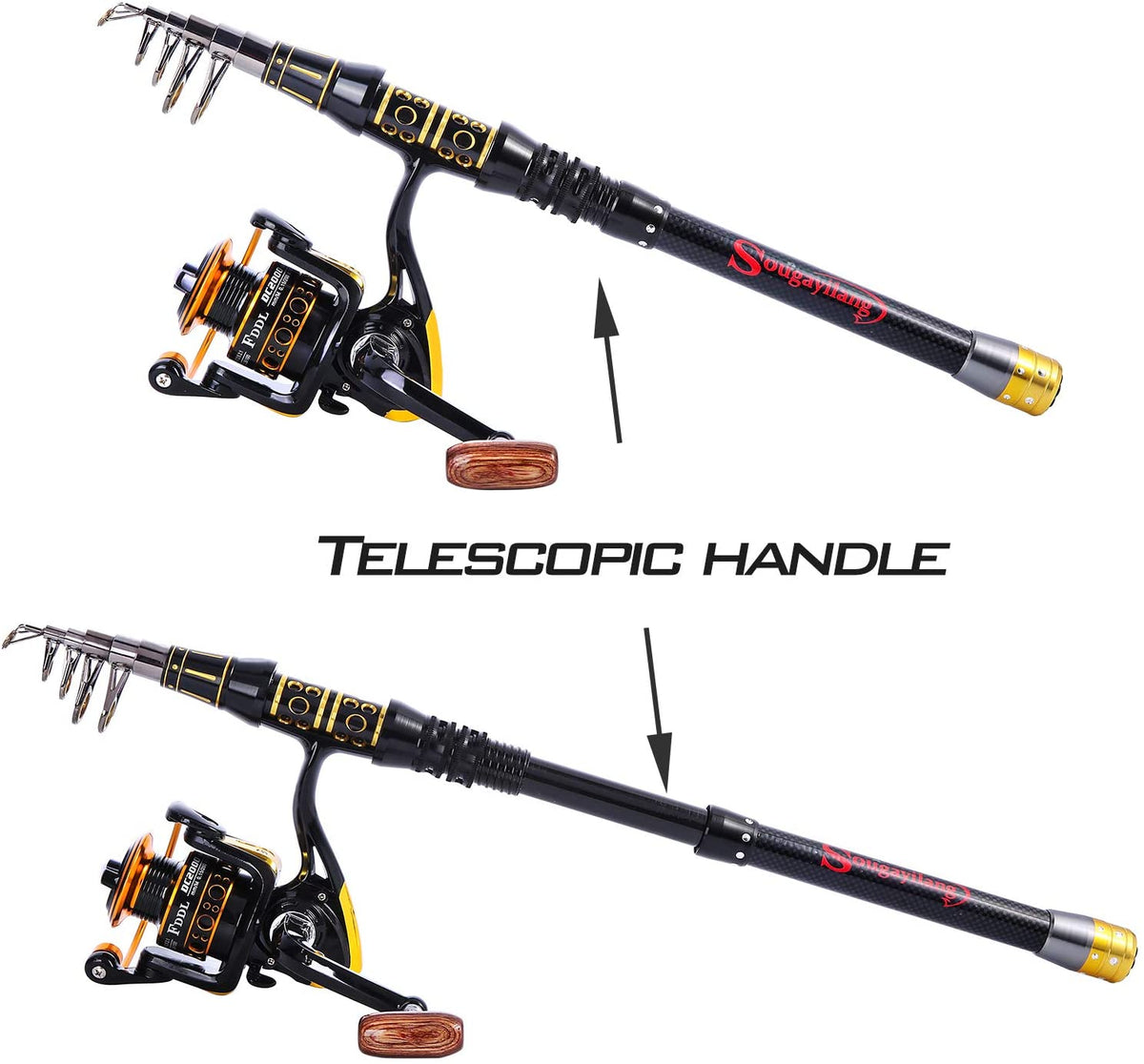 Sougayilang Fishing Rod Reel Combos Telescopic Fishing Pole with Spin