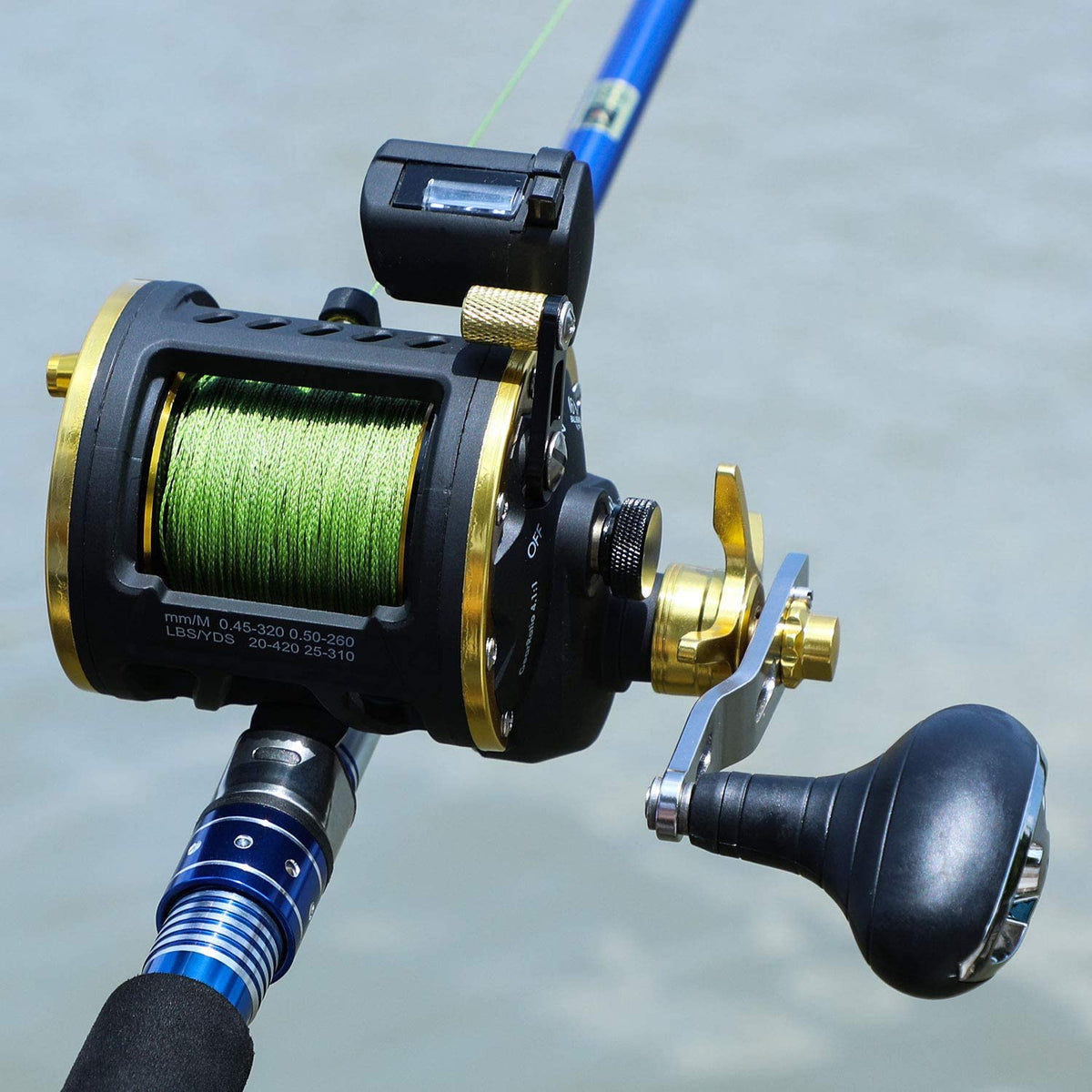 Sougayilang Line Counter Trolling Reel Conventional Level Wind Fishing Reel, Size: Thunder LS II 4000 Right Handed