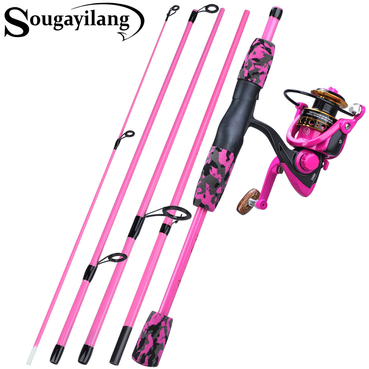 YONGZHI Spinning Fishing Rod,5-Piece Portable Fishing Pole and Reel Combo  for Boys,Girls and Adults