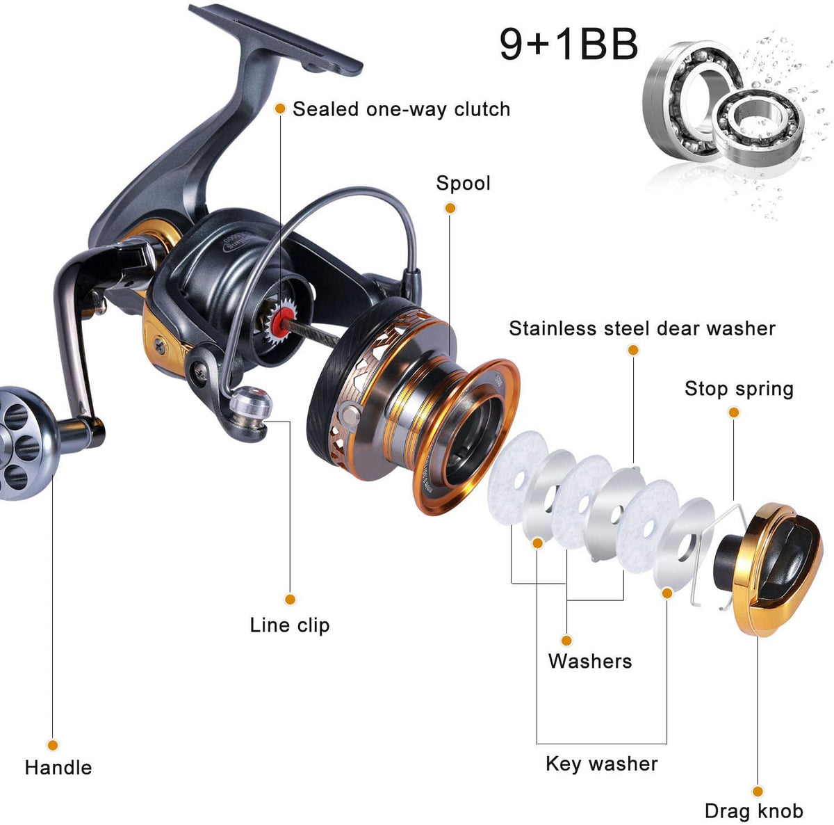 Sougayilang Fishing Reel, Colorful Aluminum Frame Spinning Reels with -  12+1 Stainless BB, Oversize Aluminum Handle for Saltwater or Freshwater  Fishing- GSM7000 - Yahoo Shopping