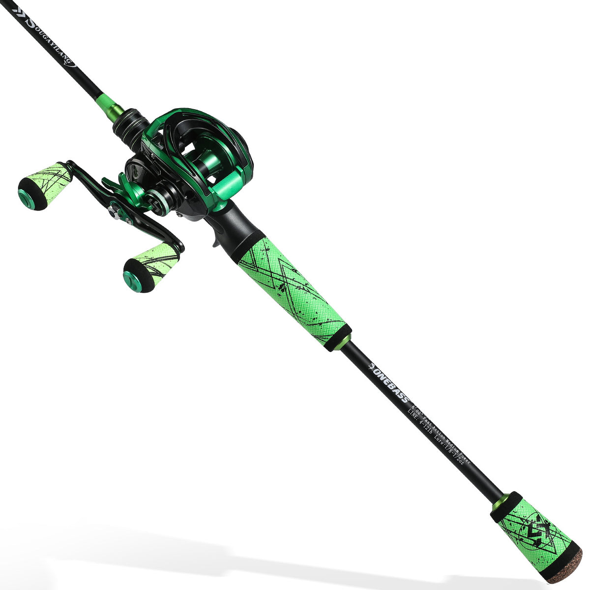 Green Bait Cast Spinning 2 PC Rod and Reel Combo 64 Inches Fishing Pole for  sale online
