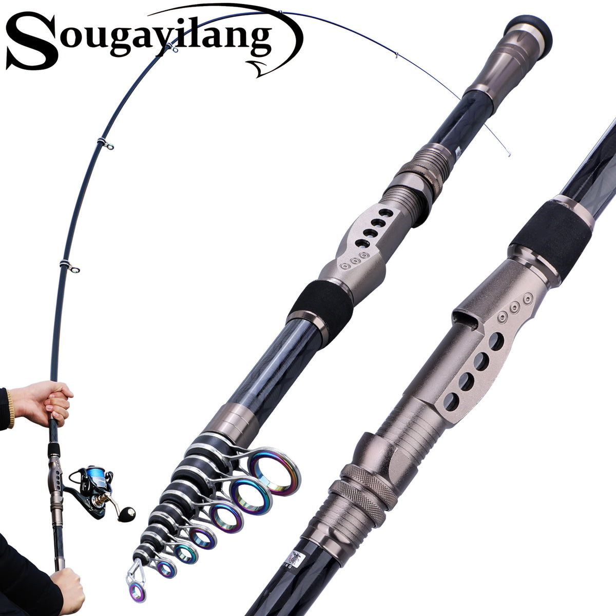Sougayilang 1.8-3.6m Telescopic Fishing Rods UltraLight Carbon Fiber