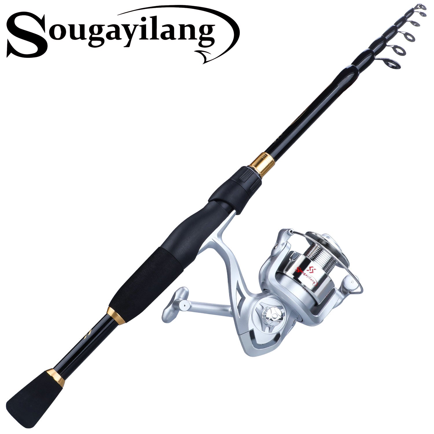 Sougayilang 1.8-2.4m Telescopic Fishing Rod and Spinning Reel