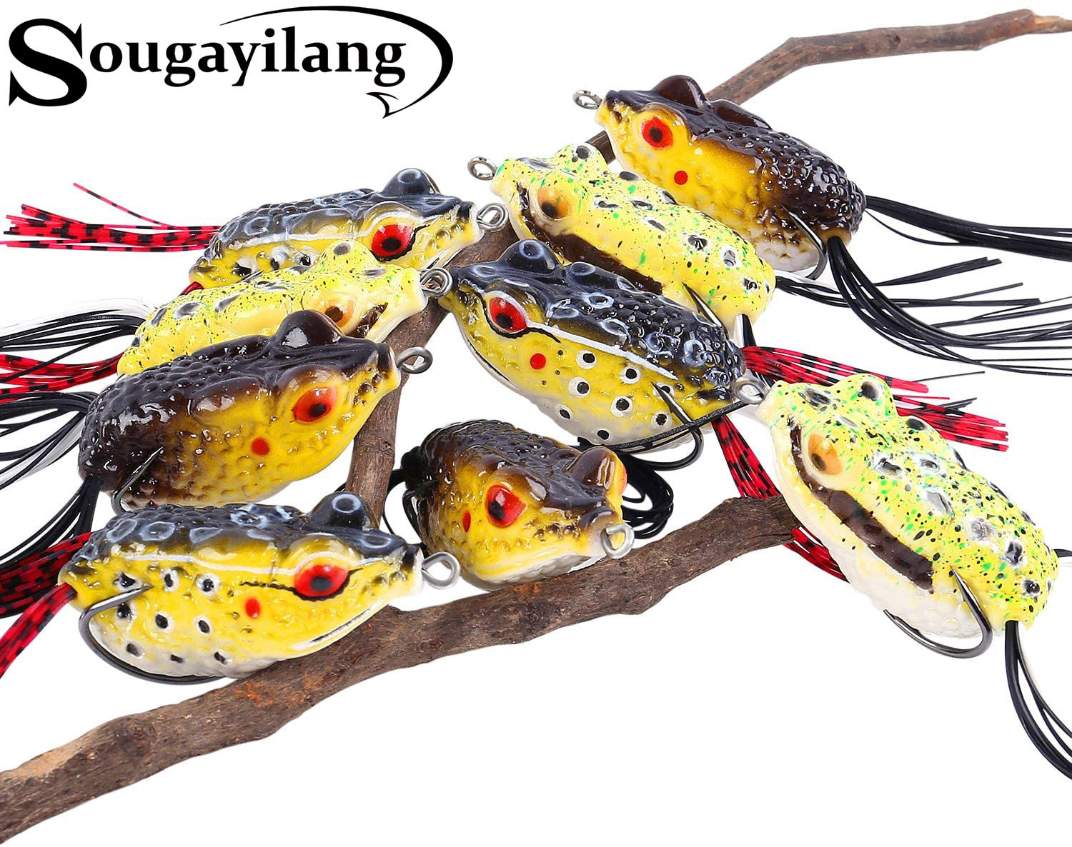 Sougayilang Hollow Frog Fishing Lures Soft Topwater Baits for Bass Sn