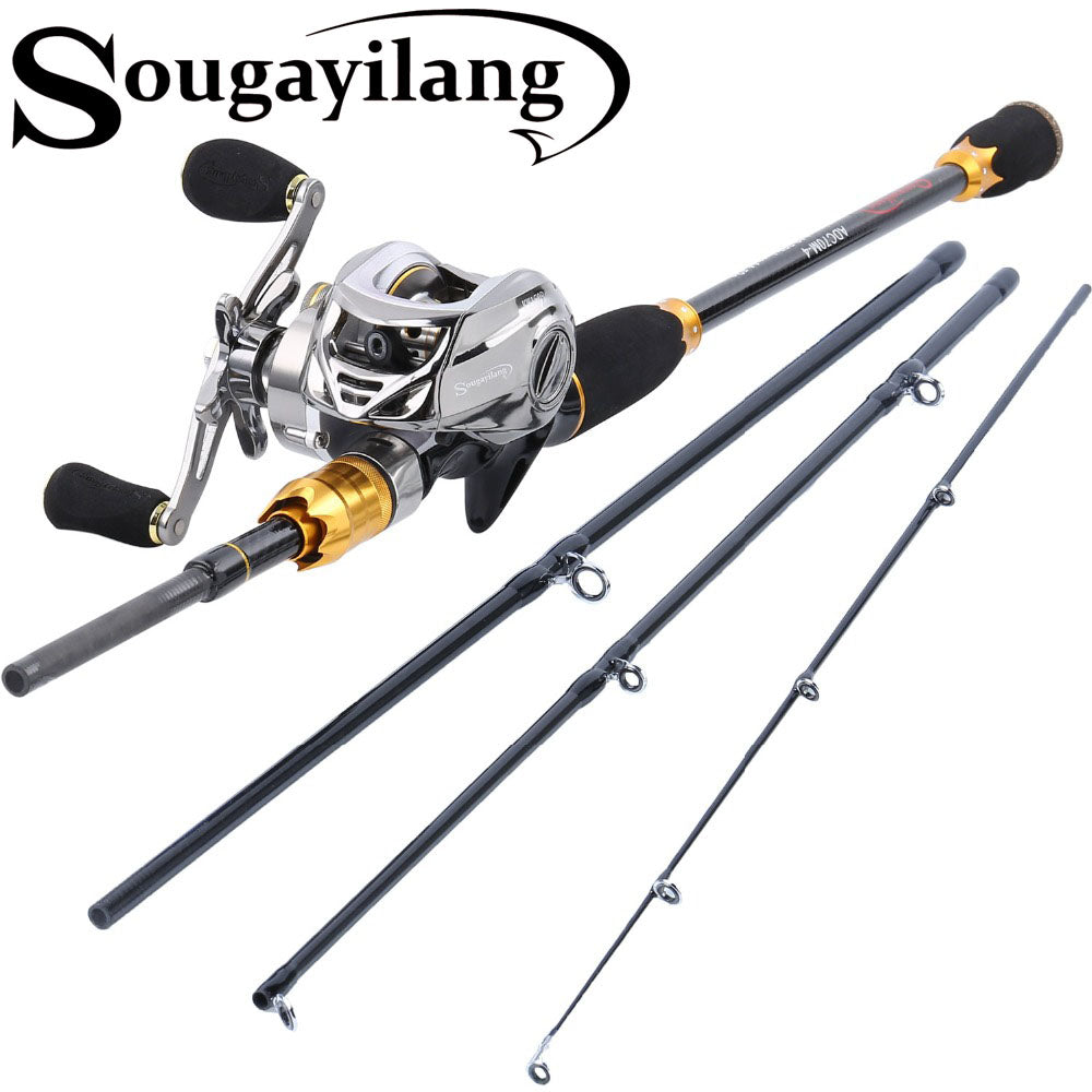 Sougayilang 1.8-2.1m Fishing Rod and Baitcasting Reel Combo 6.3:1 Hig