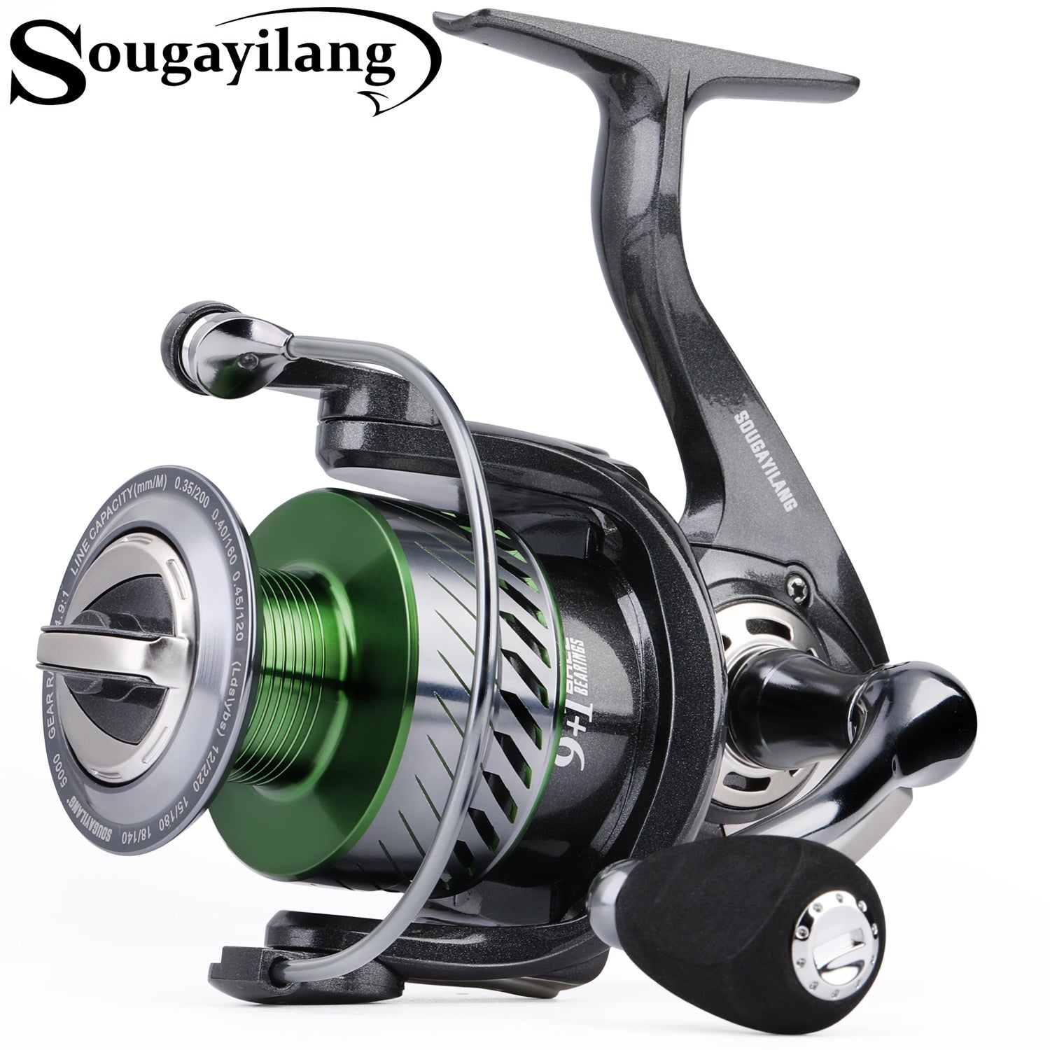 Sougayilang Arrow Spinning Fishing Reel - 5.2:1/4.9:1 High Speed One Way  Clutch Fishing Reel, Rigid Aluminum Frame 9+1 Stainless Steel Ball Bearings