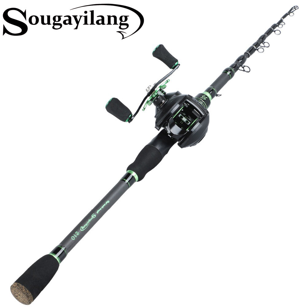 Sougayilang 1.8m 2.1m Telescopic Fishing Rod and Fishing Reel Combo P