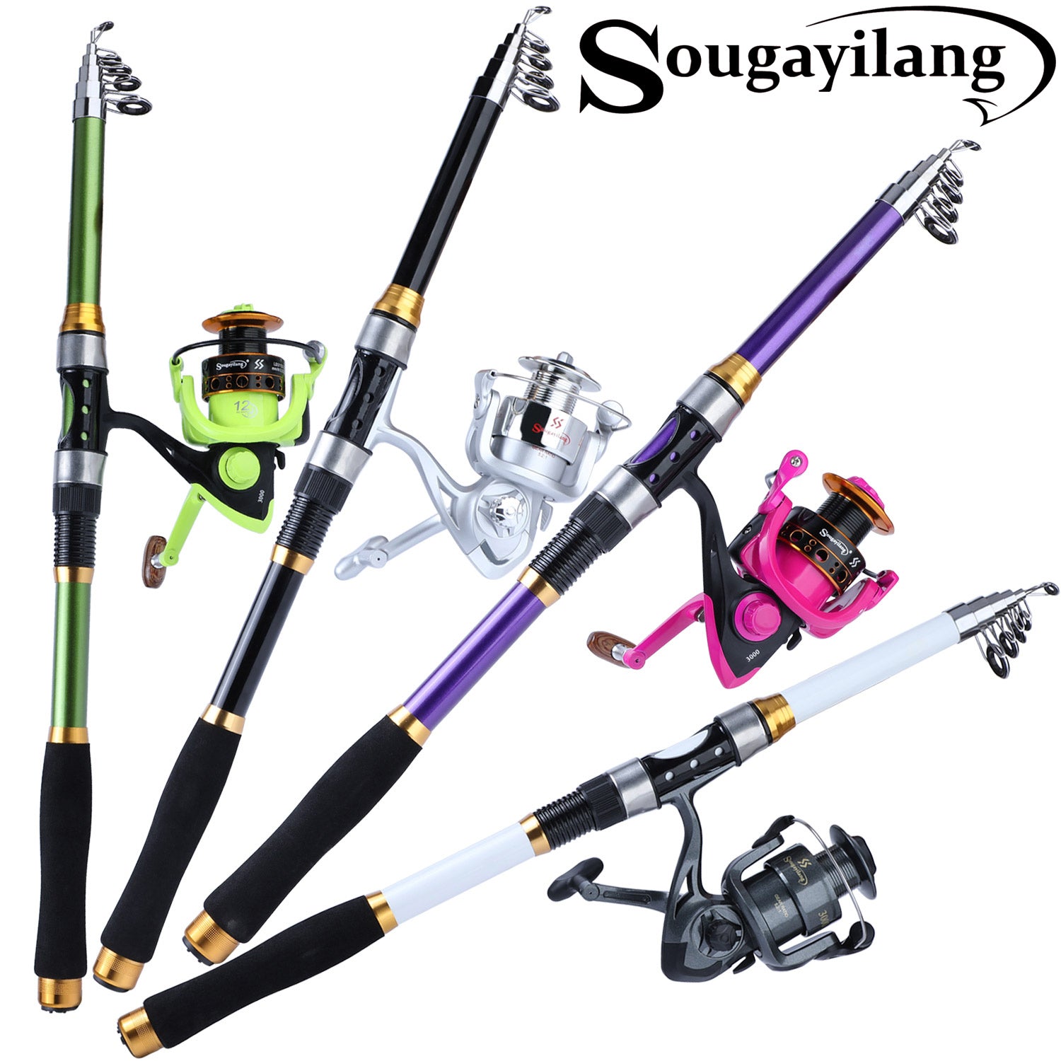 Sougayilang 1.8M-3.3m Fishing Rod and Spinning Fishing Reel Set with  Fishing Lures Fishing Line Fishing Accessories Full Kit