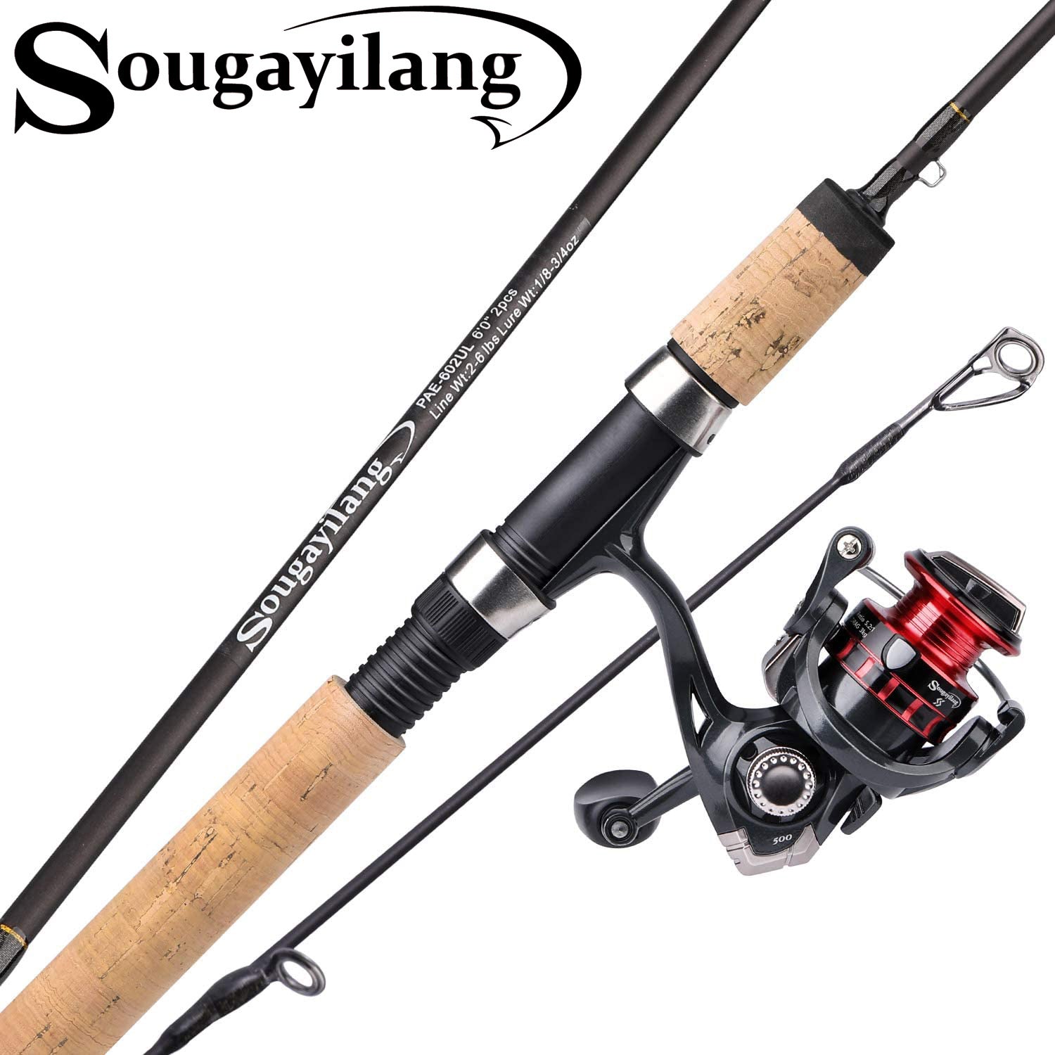 Sougayilang Flexible Fishing Rods, Spinning Rods & Casting Rods,  Lightweight Trout Rods 2 Pieces Cork Handle Crappie Fishing, Spinning Rods  