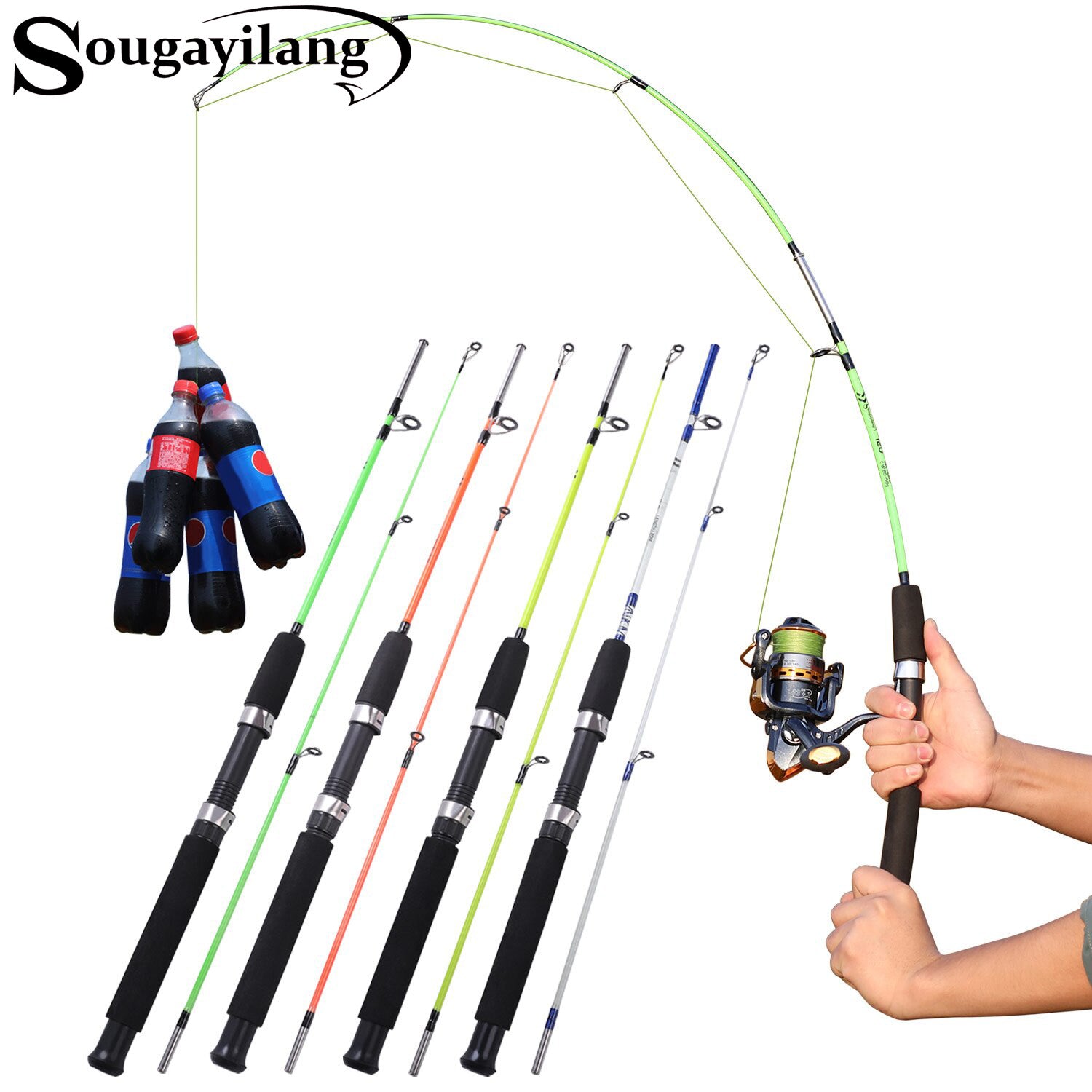 Sougayilang 4 Color 1.2m Spinning Lure Fishing Rod EVA Handle Ultrali