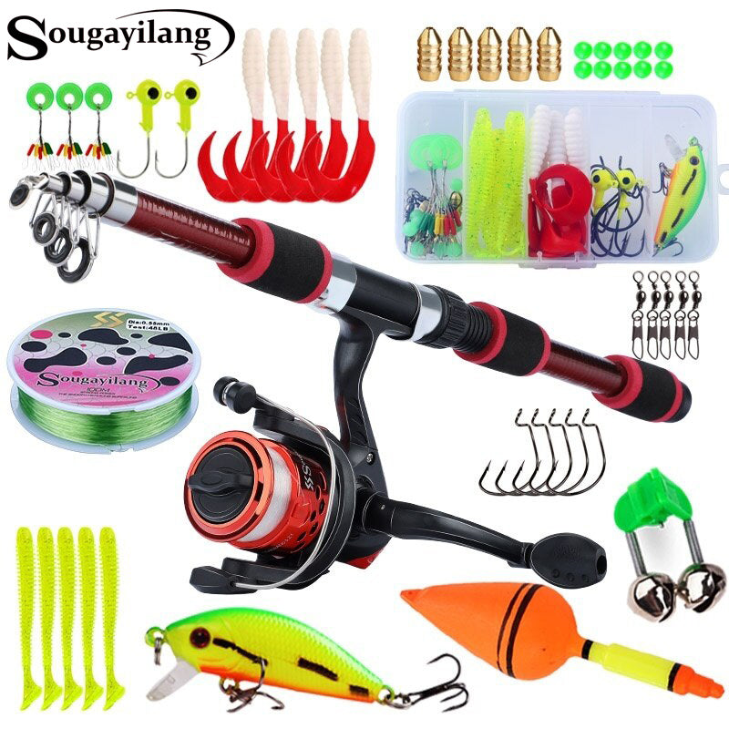 Sougayilang 5.9ft Telescopic Fishing Rod and Fishing Reel with Fishin