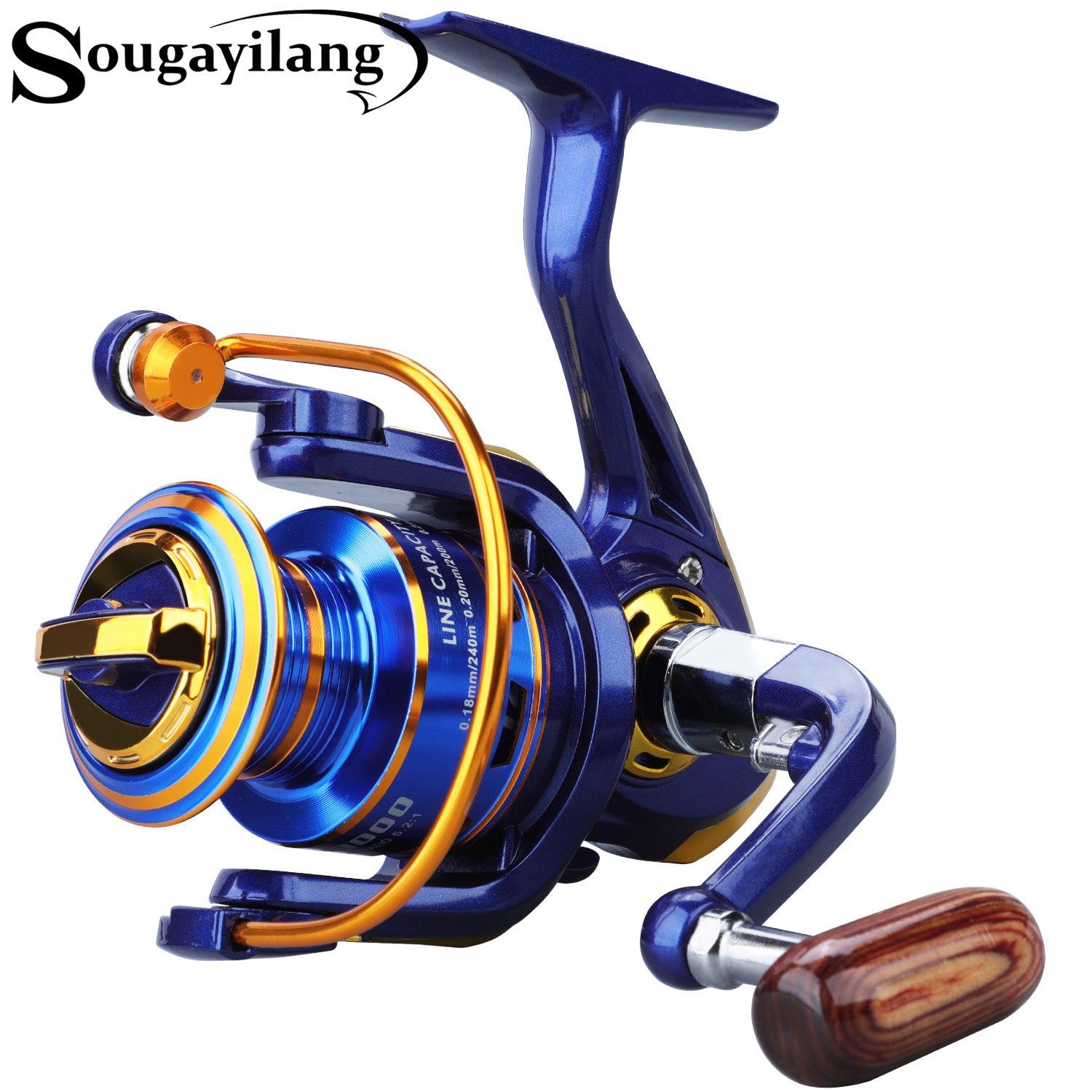 Sougayilang Spinning Fishing Reel Aluminum Alloy Spool 12BB 5.2:1 Lig