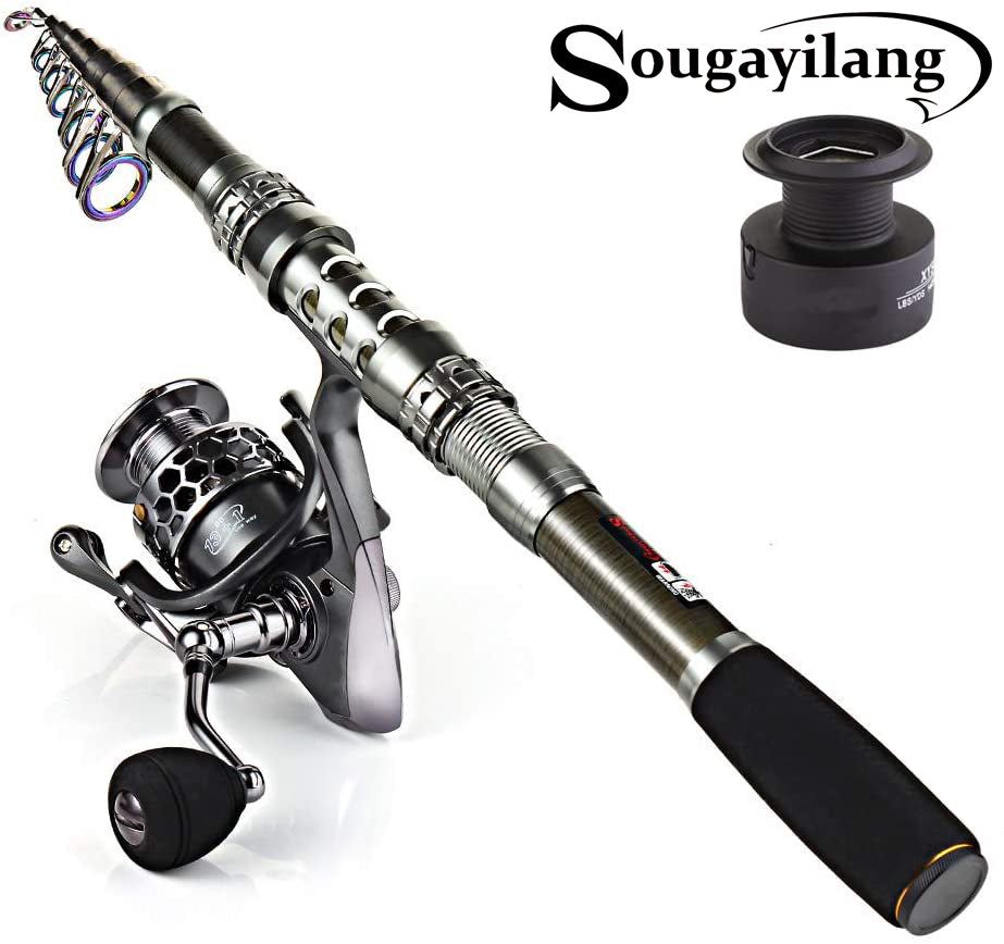 Sougayilang Spinning Fishing Rod and Reel Combos Portable Telescopic