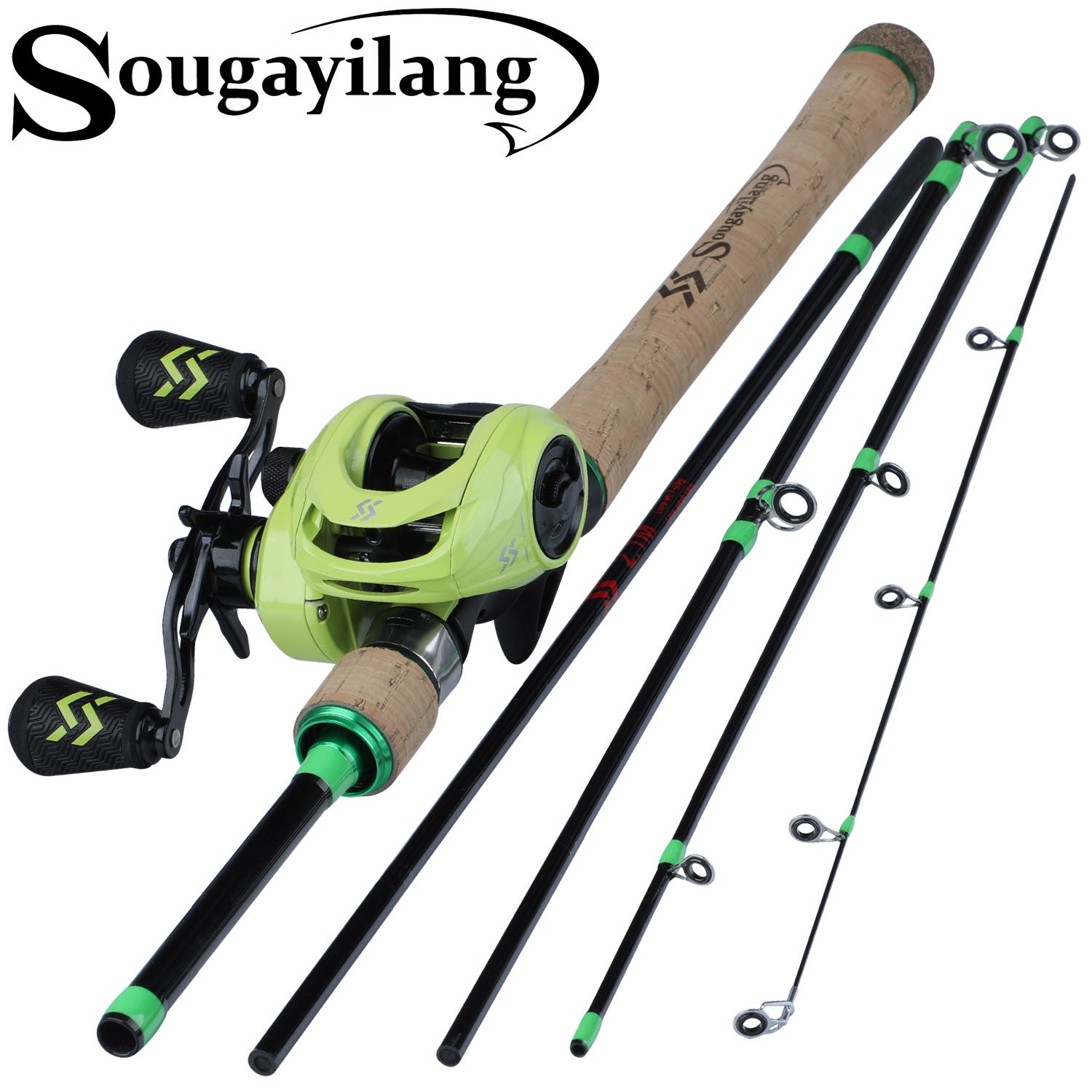 Sougayilang 1.8-2.4M Fishing Rod and Reel Combo Set 8.0:1 High Speed  Baitcsting Reel Fishing Line Lures Bag Hooks Full Kit