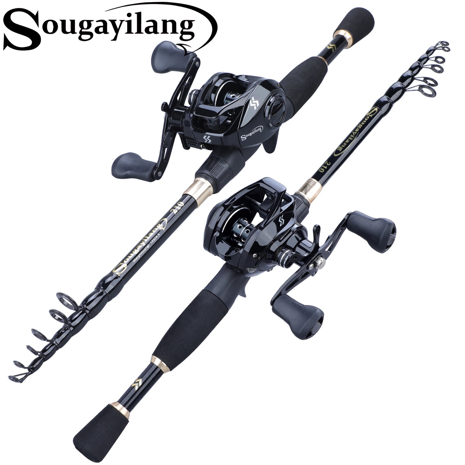 Sougayilang 1.8-2.4m Telescopic Ultralight Casting Fishing Rod and 7.