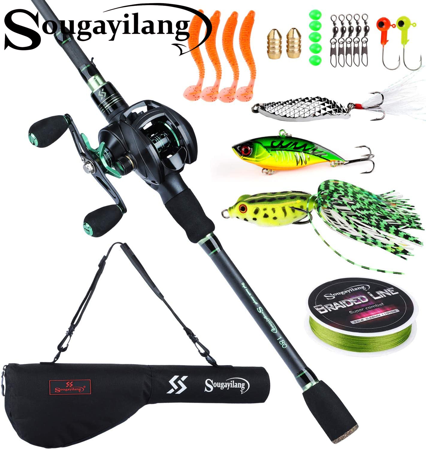 Sougayilang Speed Bass Fishing Rods, Porable Light Weight High Carbon 4 Pc  Blanks for Travel Freshwater Fishing-Spinning & Casting, Rod & Reel Combos