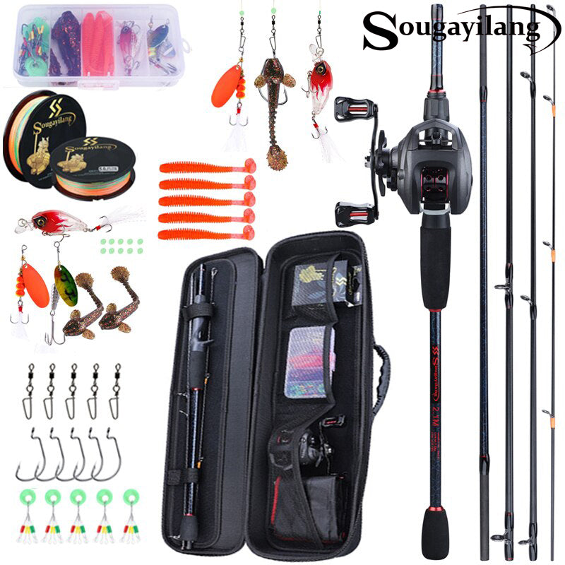 Sougayilang Fishing Rod Full Kits Casting Fishing Rod and Baitcasting