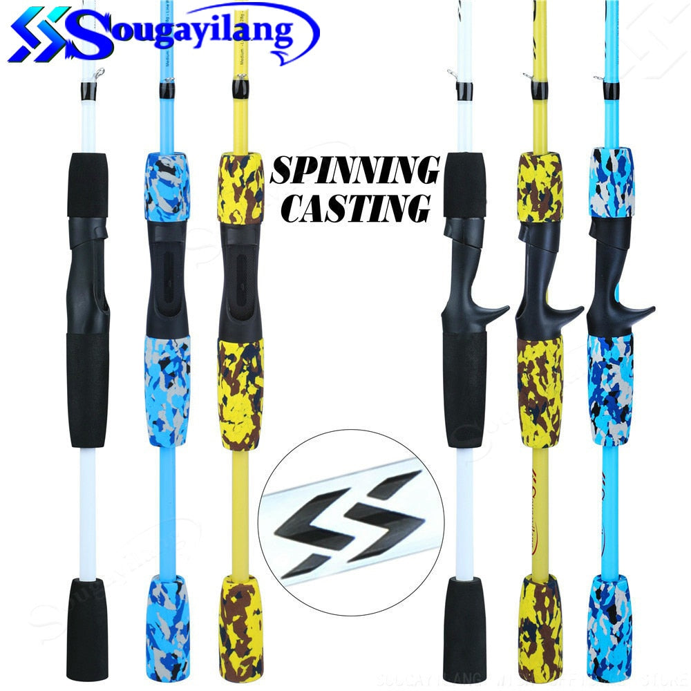 Sougayilang 1.98m Spinning Rod Casting Rods Lure Fishing Rod Ultralight  Carbon Fiber for Travel Fishing Freshwater Bass Fishing