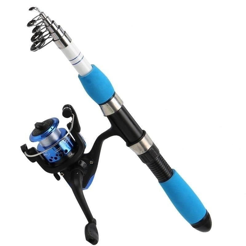 Sougayilang Portable Telescopic Fishing Rod and Spinning Blue Reel Full Set
