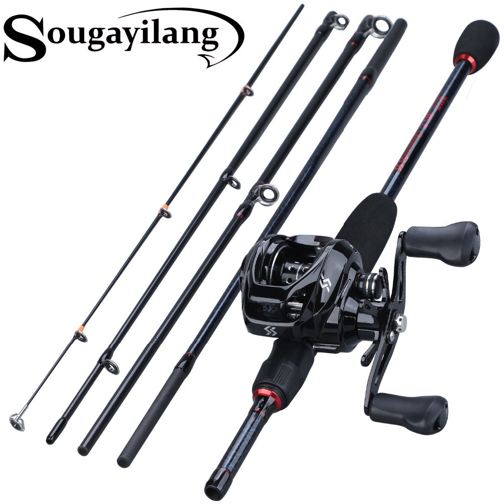 Sougayilang 1.8m-2.4m Casting Fishing Rod Combo Portable 5 Section Fi