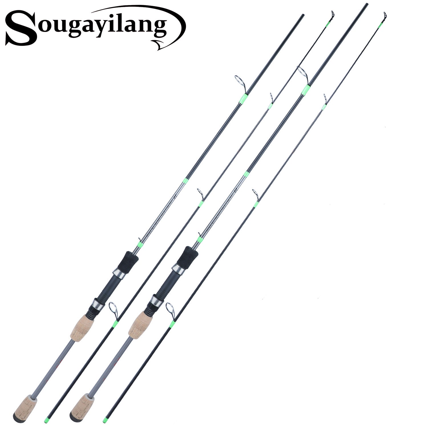 Sougayilang Flexible Fishing Rods, Spinning Rods & Casting Rods,  Lightweight Trout Rods 2 Pieces Cork Handle Crappie Fishing