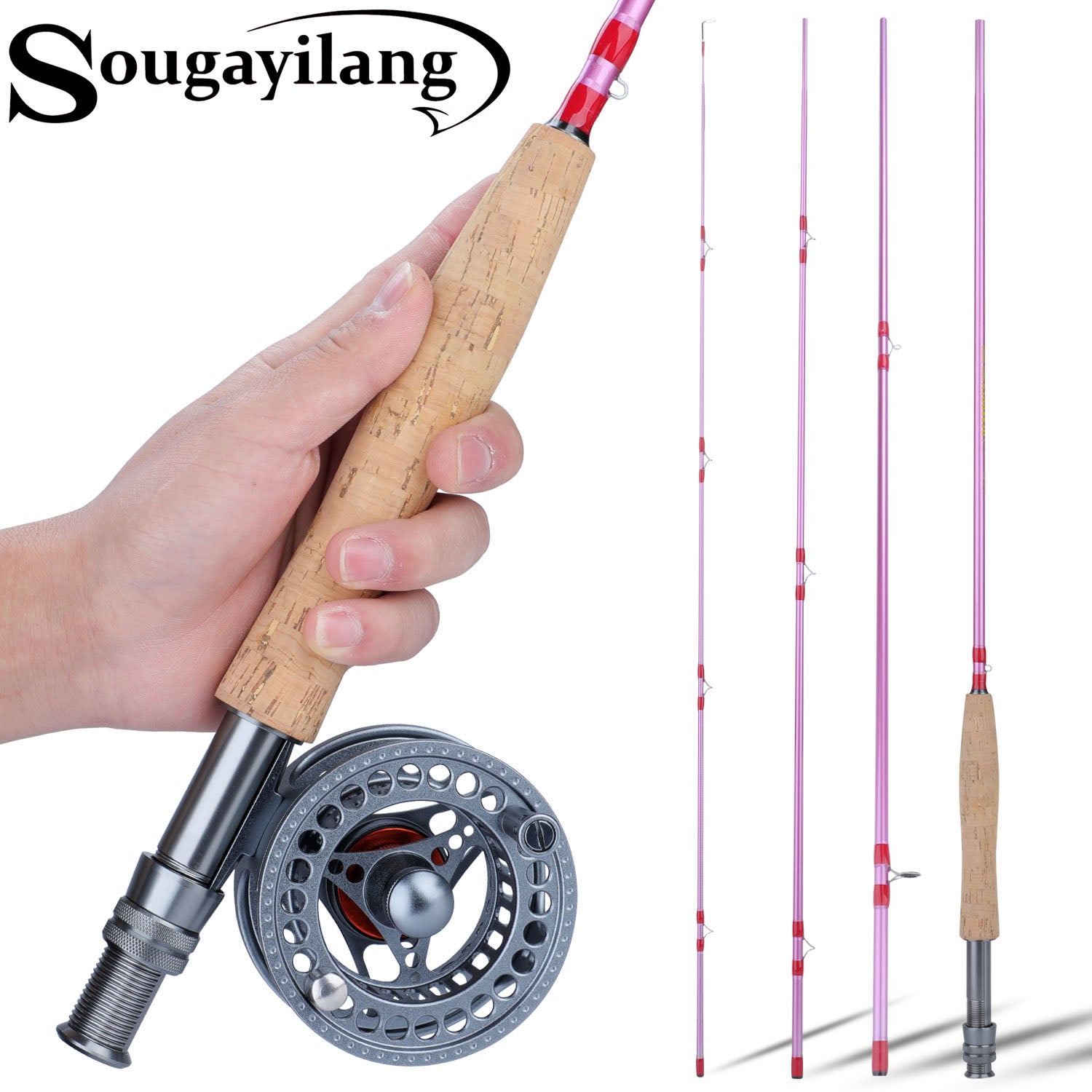 Sougayilang 2.7M 5/6 Fly Fishing Rod Combo Portable 4 Section Metal H