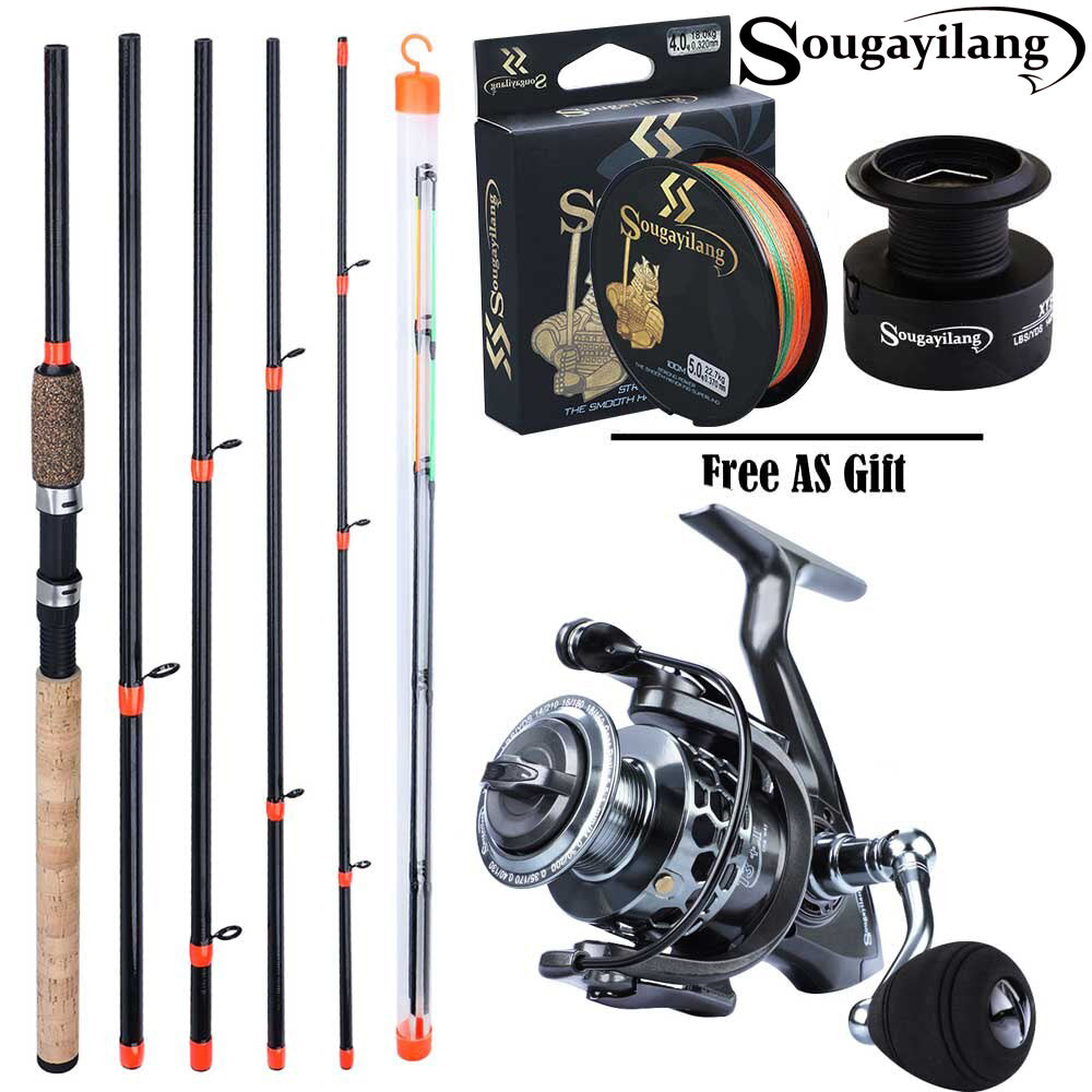 Sougayilang Spinining Feeder Fishing Rod Combo 3m Feeder Rod M H L Power  Carp Fishing Rod 13+1BB Fishing Reel with Spare Spool