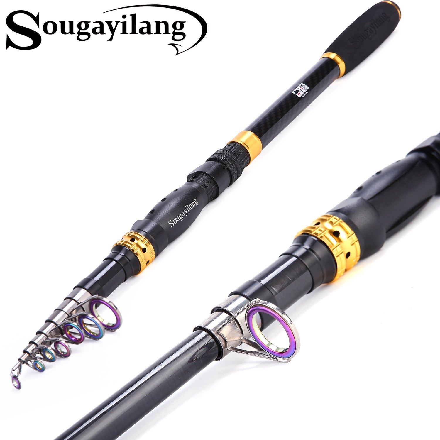 Sougayilang Telescopic Fishing Rod - 24 Ton Carbon Fiber Ultralight Fishing  Pole with CNC Reel Seat, Portable Retractable Handle, Stainless Steel